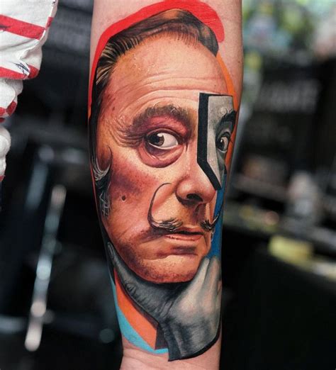 dali tattoo|salvador dali portrait tattoo.